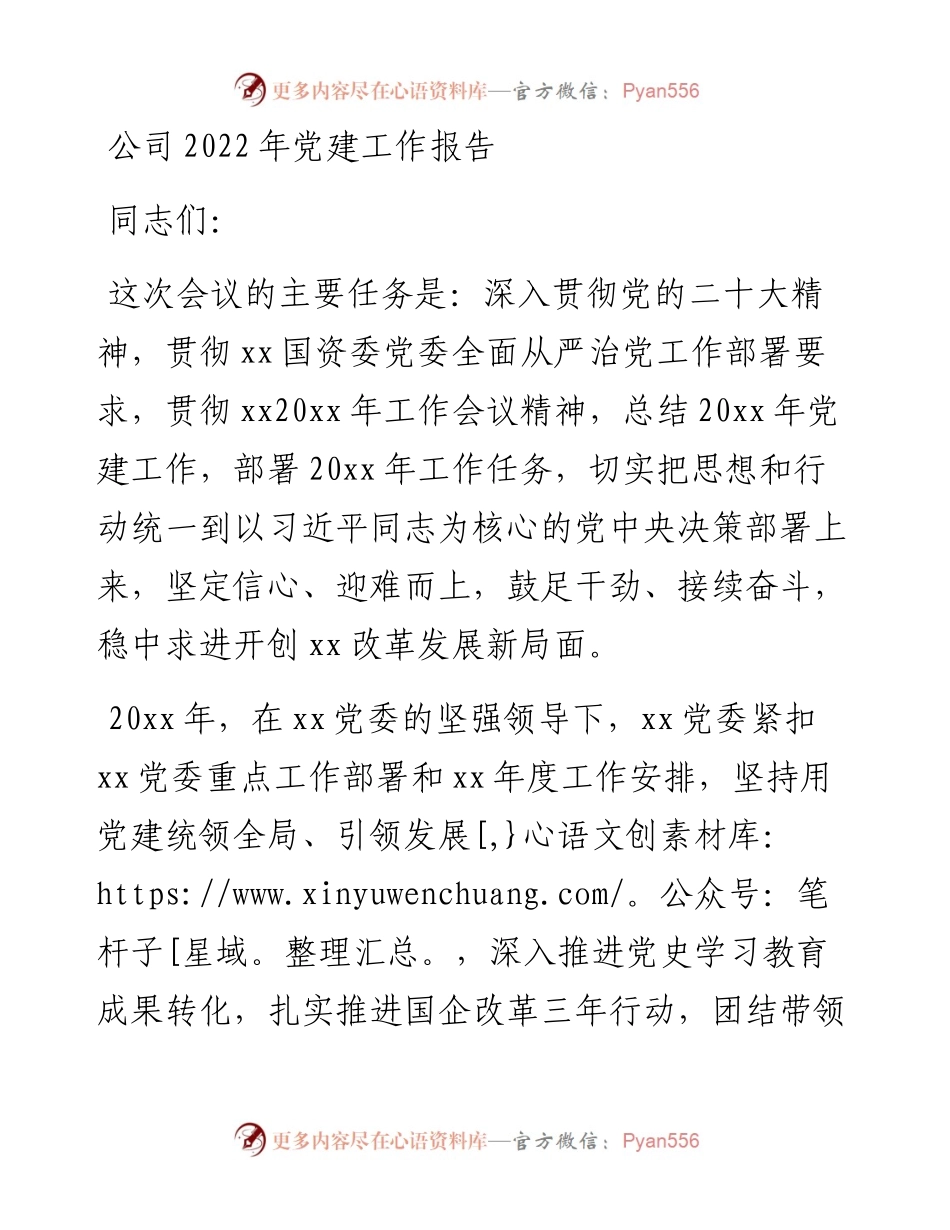 公司党建工作报告.docx_第1页