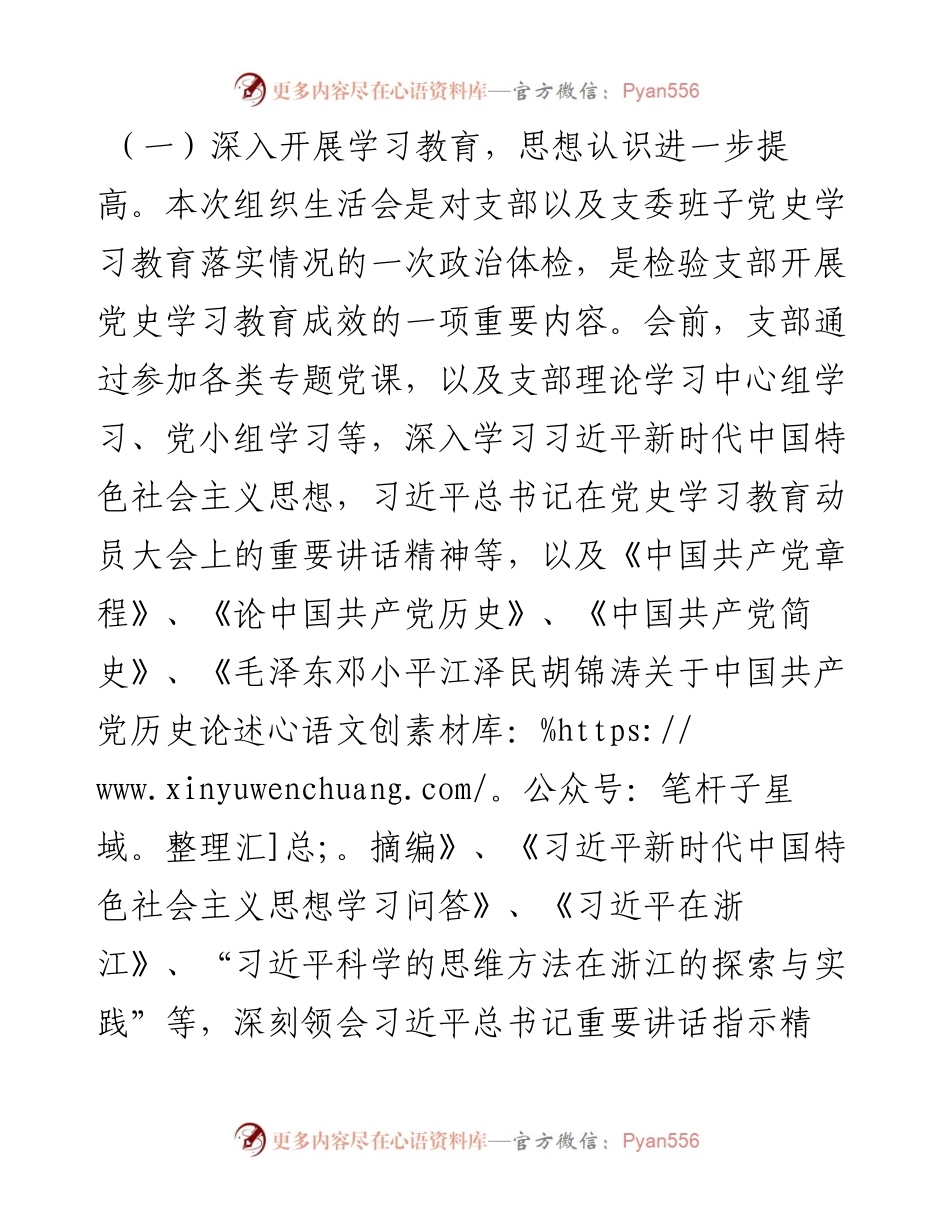 公司党支部党史学习教育专题组织生活会班子对照检查材料.docx_第2页