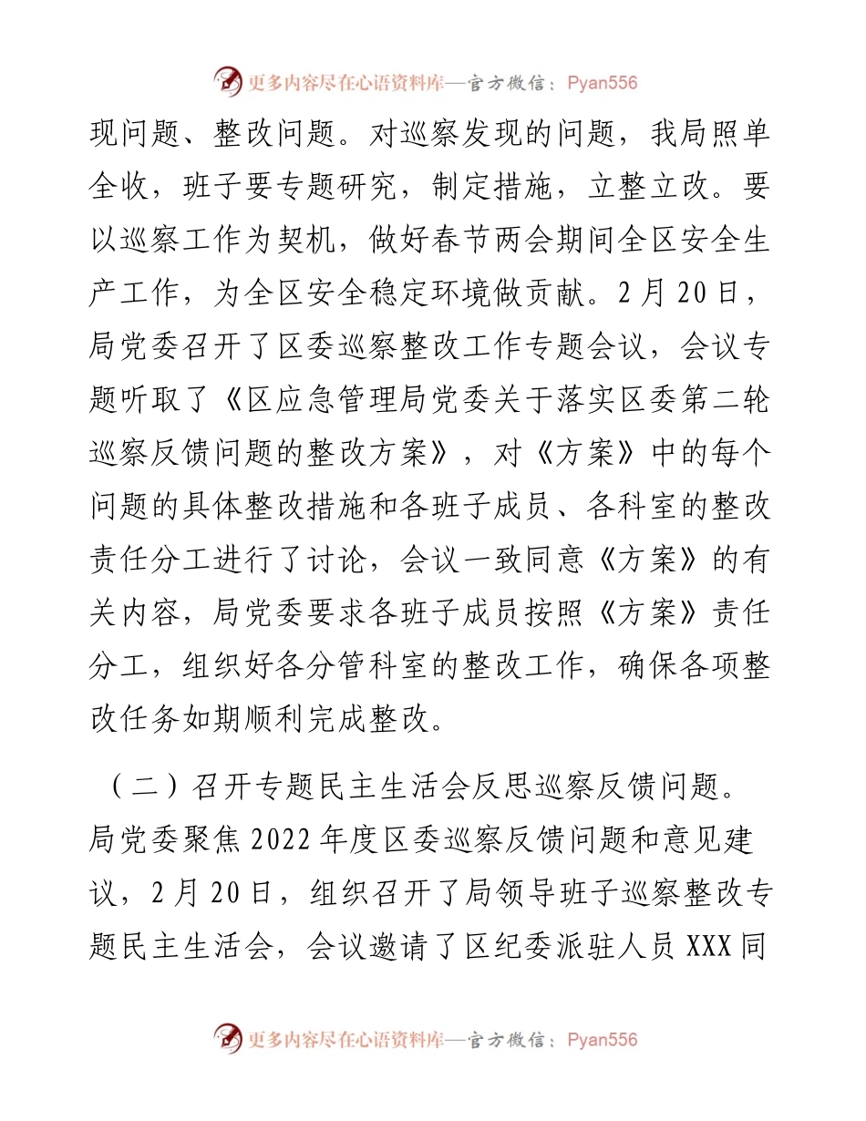 区应急管理局党委关于巡察集中整改进展情况的报告.docx_第2页