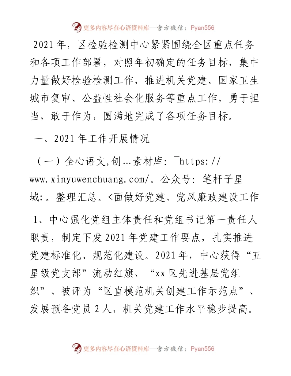 区检验检测中心工作总结及工作要点.docx_第1页