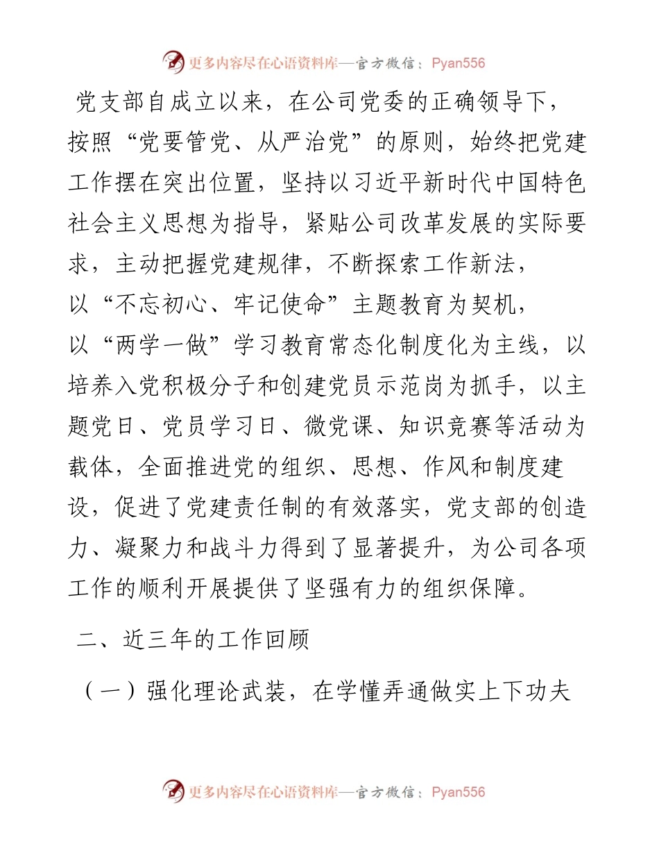 公司党支部委员会工作报告.docx_第2页