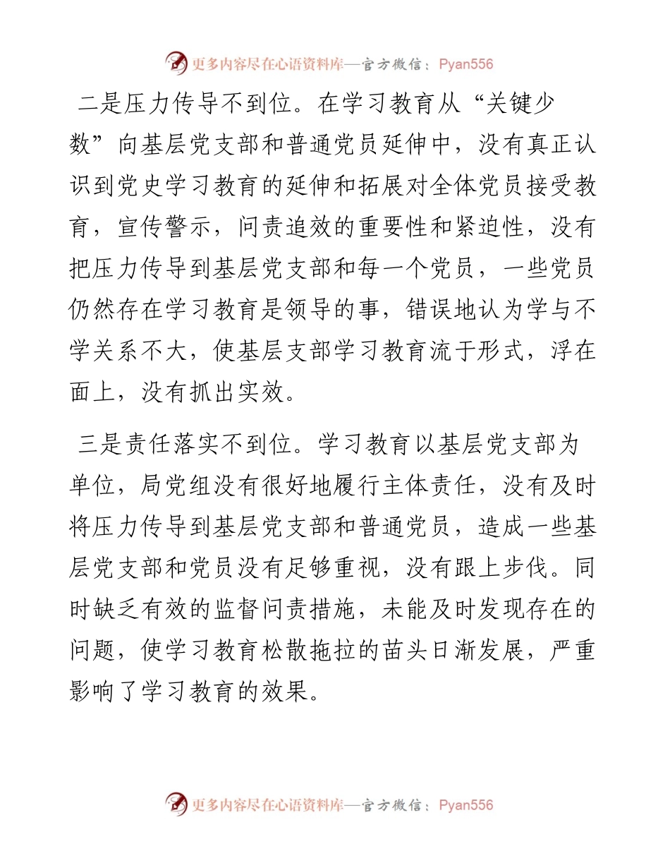 关于党史学习教育开展不力的表态发言（市农业农村局党组）.docx_第2页