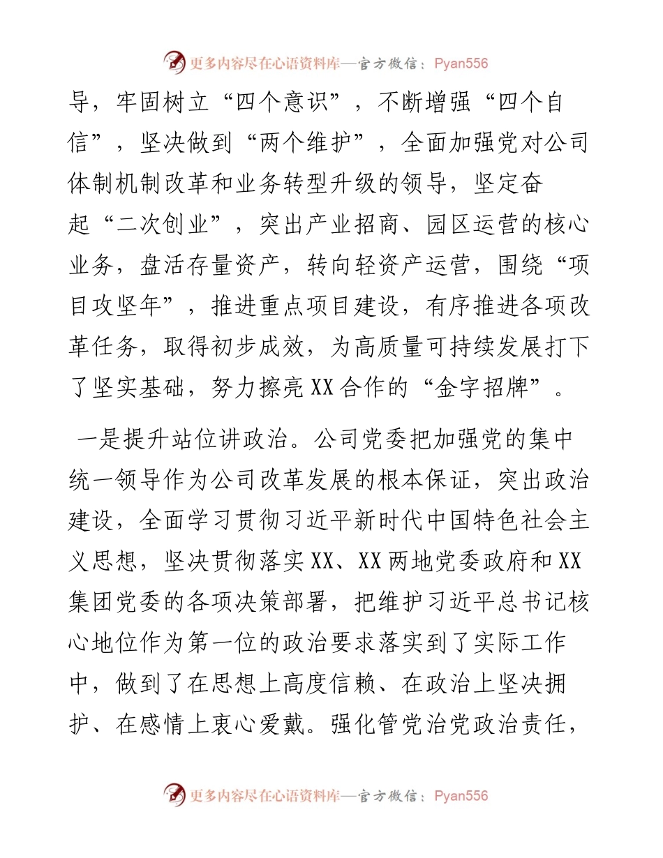 公司党委巡视巡察整专题民主生活会班子对照检查材料.docx_第2页