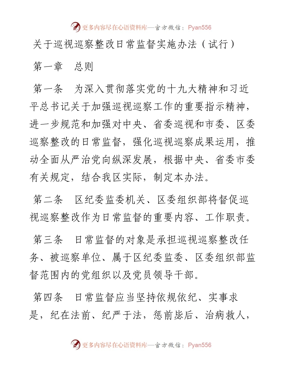 关于巡视巡察整改日常监督实施办法（试行）.docx_第1页