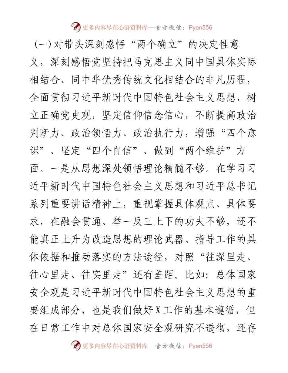厅党委班子党史学习教育专题民主生活会对照检查材料.docx_第2页