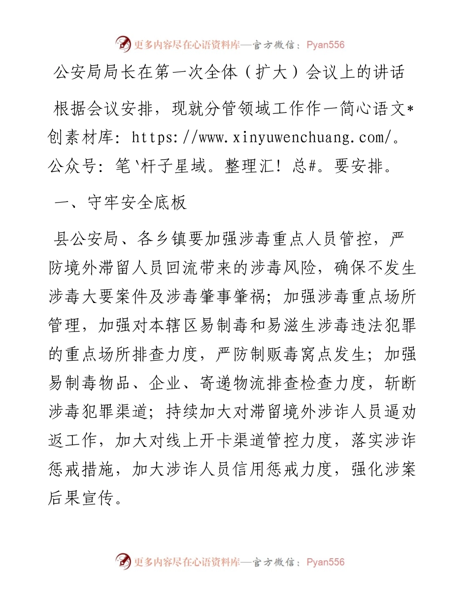 公安局局长在第一次全体（扩大）会议上的讲话.docx_第1页