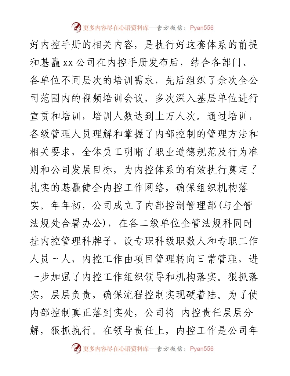 公司内控管理工作总结交流材料.docx_第2页
