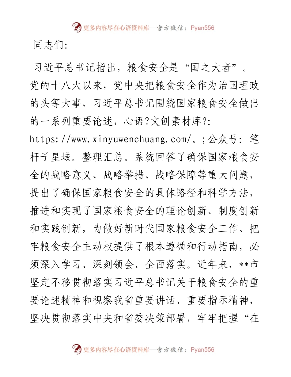 党课：始终聚焦“国之大者” 切实保障粮食安全.docx_第1页