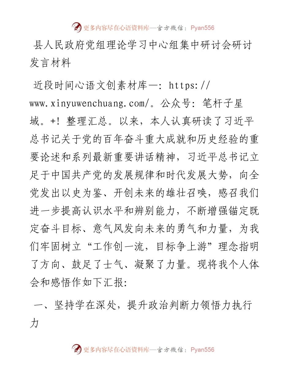 县人民政府党组理论学习中心组集中研讨会研讨发言材料.docx_第1页