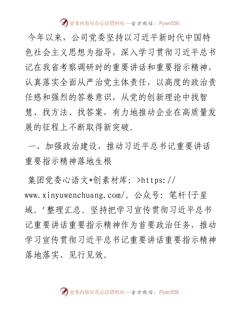 关于2024年上半年落实全面从严治党主体责任工作情况的报告.docx_第1页