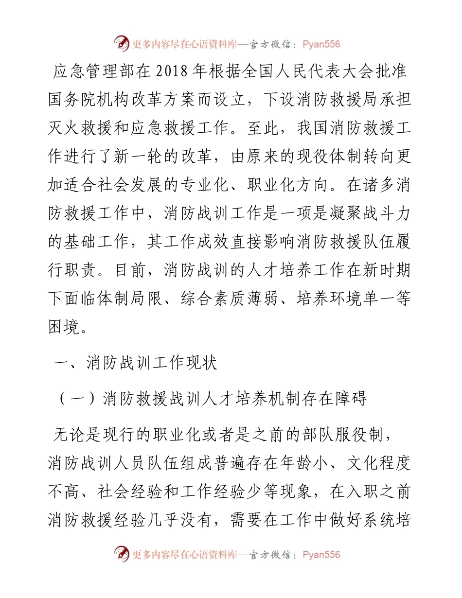 关于消防人才队伍建设的调研报告.docx_第1页