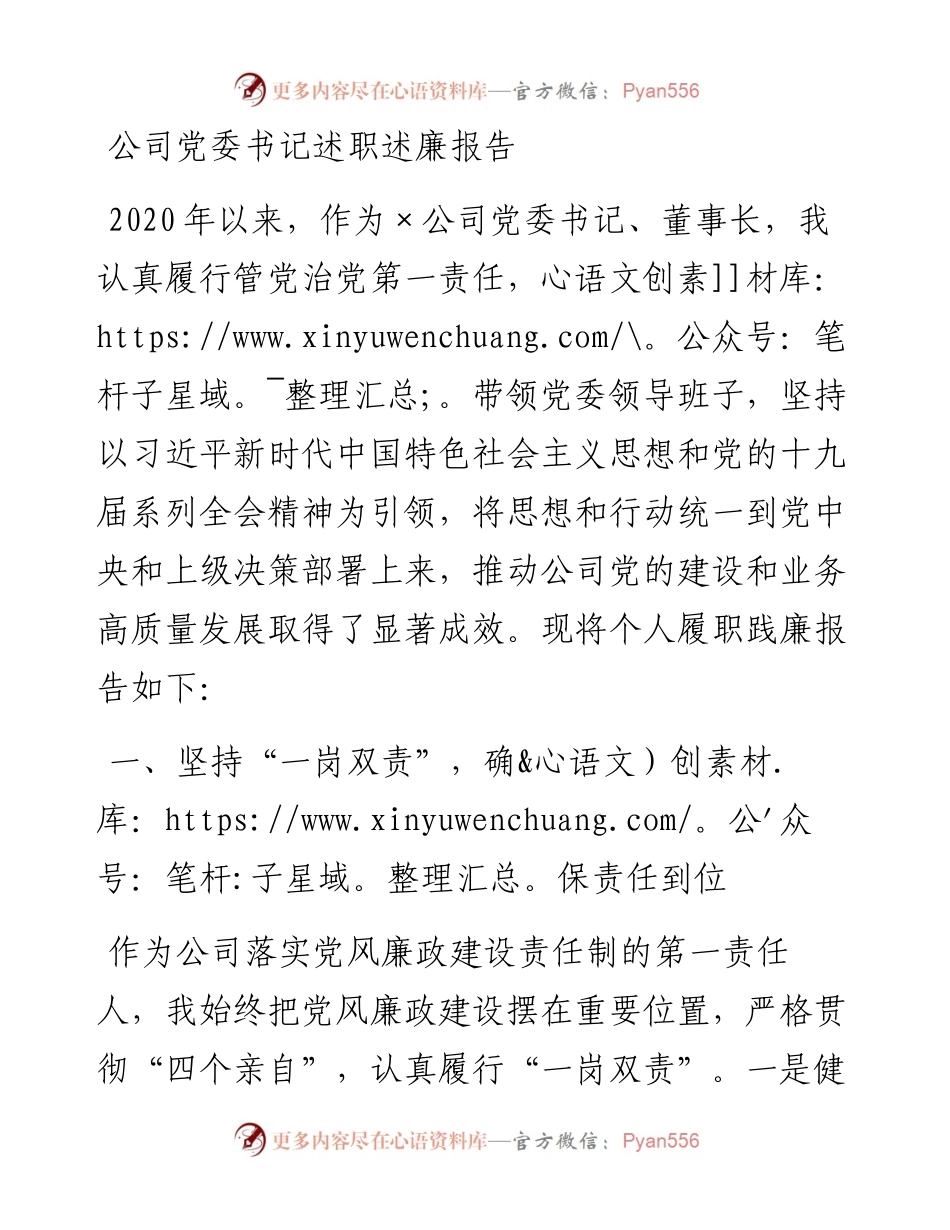 公司党委书记述职述廉报告.docx_第1页