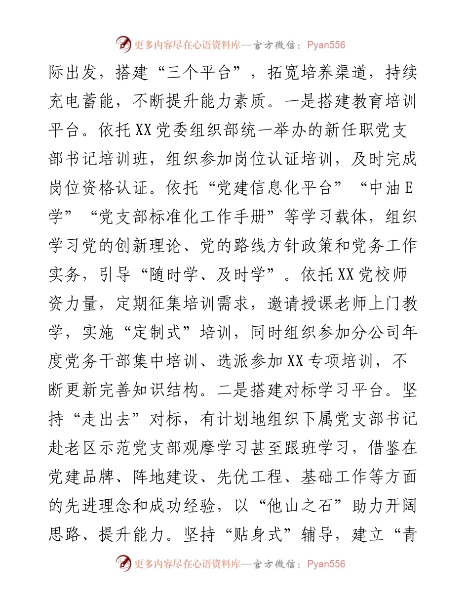 关于创新国企基层党支部书记培养机制的情况汇报.docx_第2页