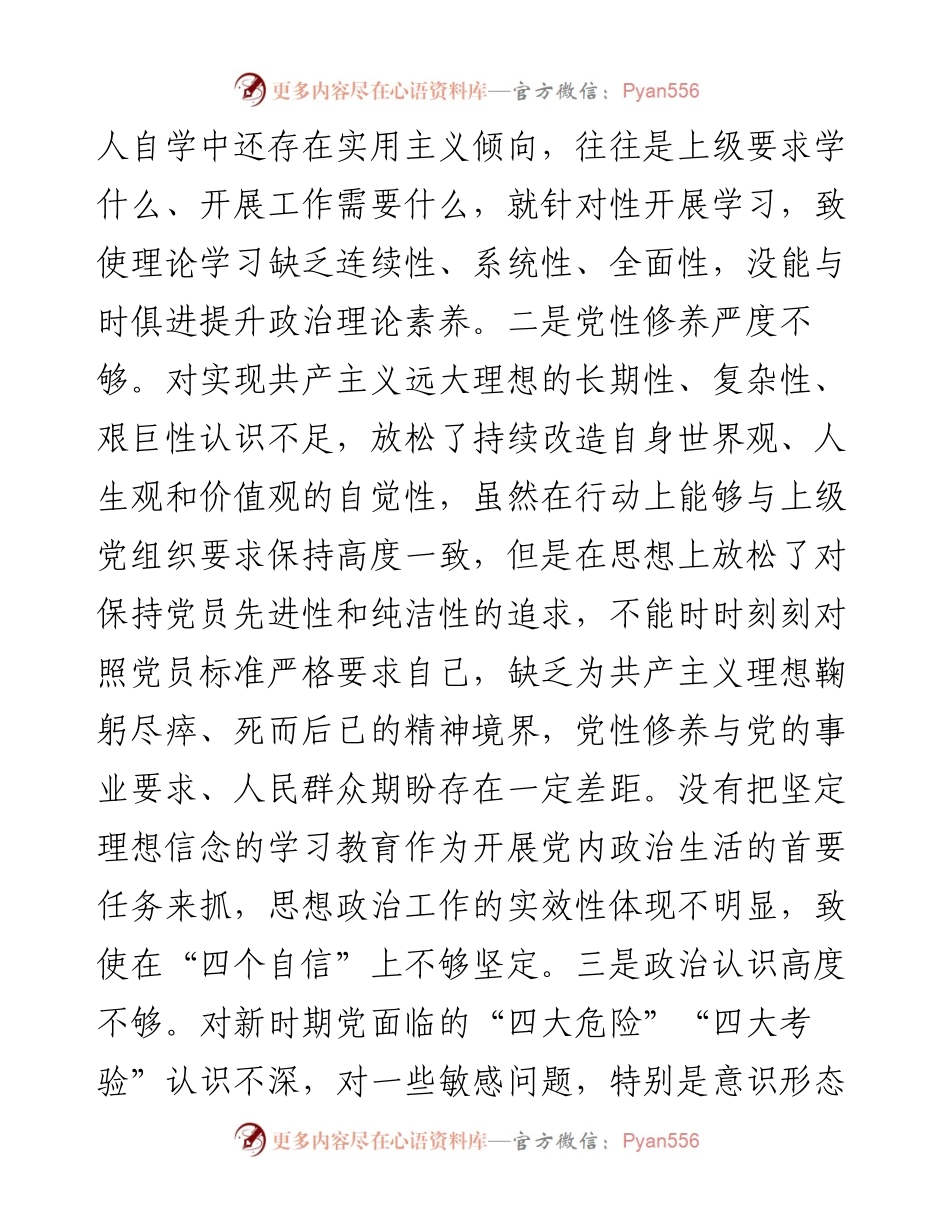 十九大新主题民主生活会对照检查.docx_第2页