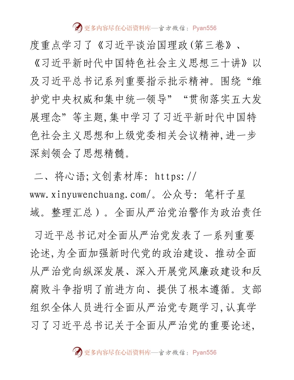 公安XX党支部落实全面从严治党主体责任情况报告.docx_第2页