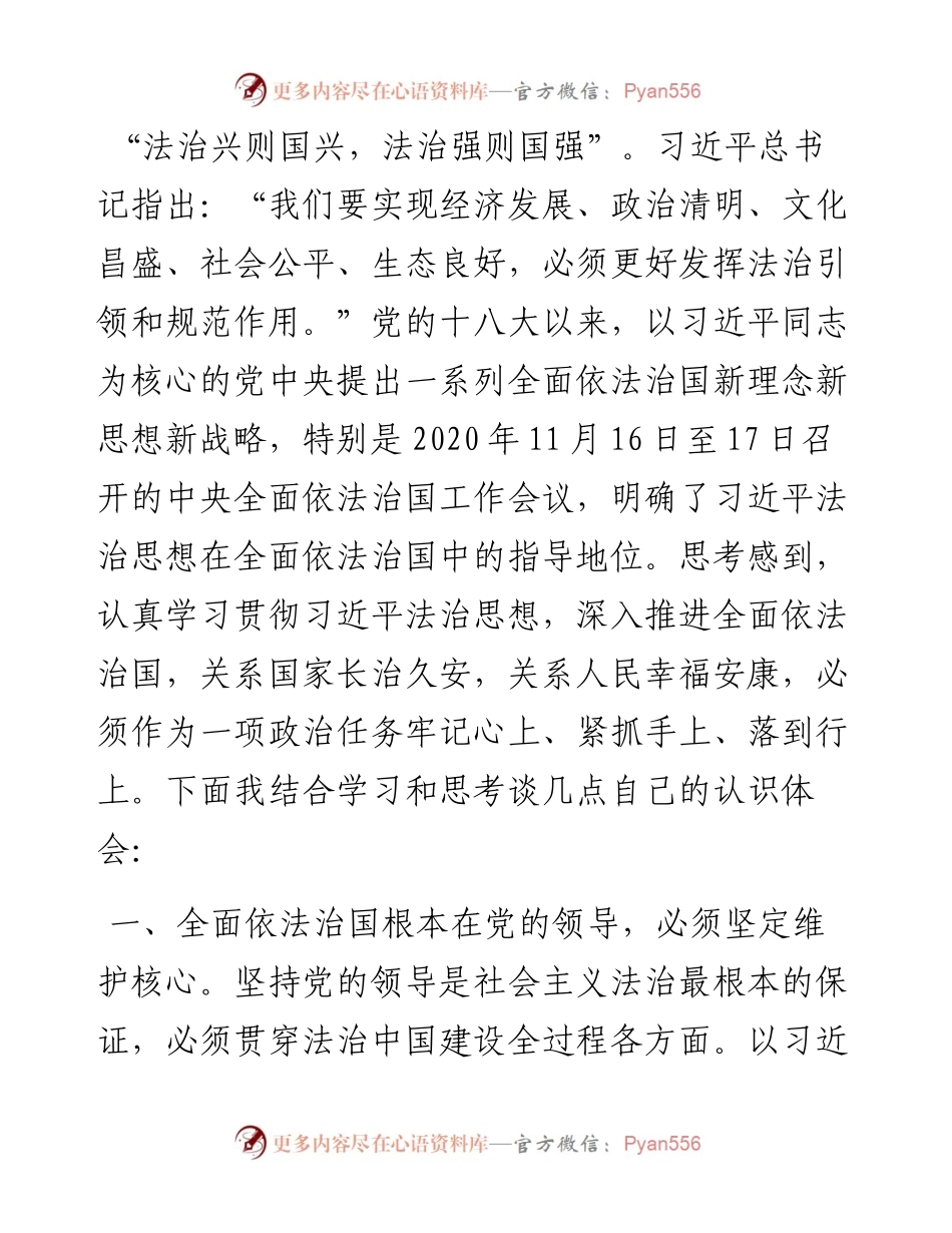 全面依法治国研讨发言.docx_第1页