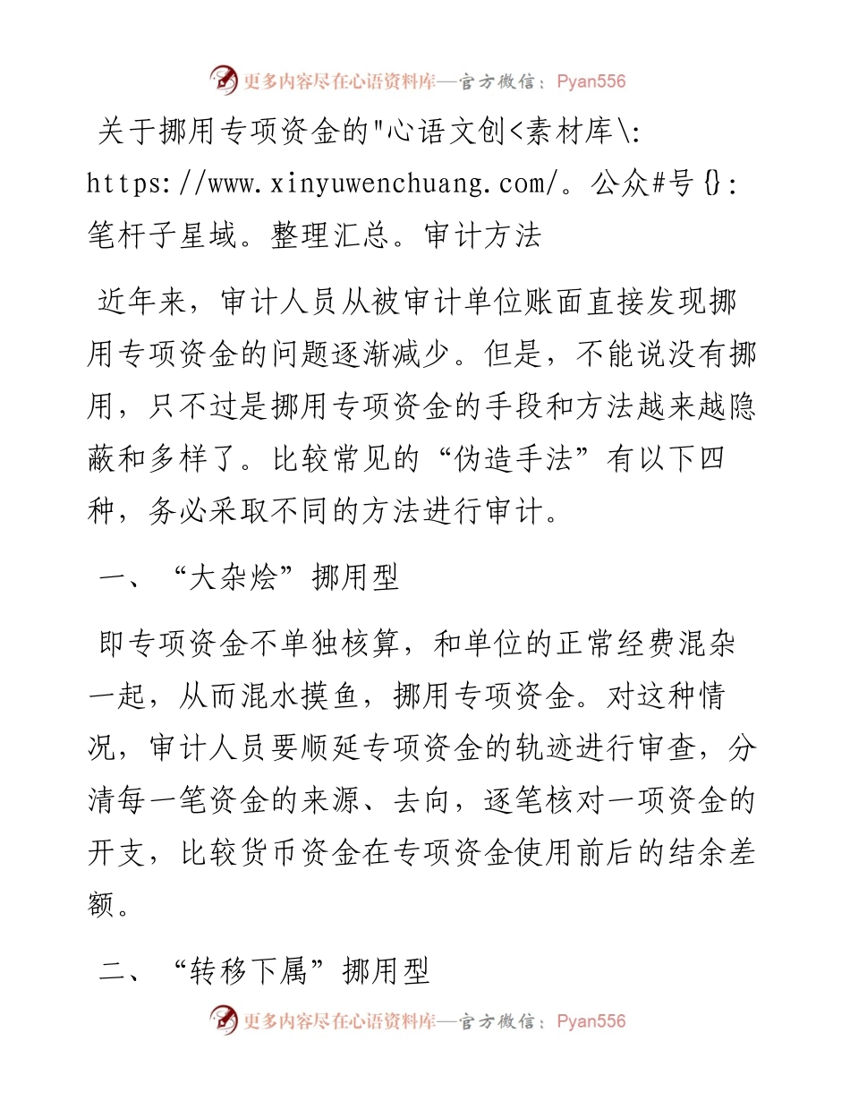 关于挪用专项资金的审计方法.docx_第1页