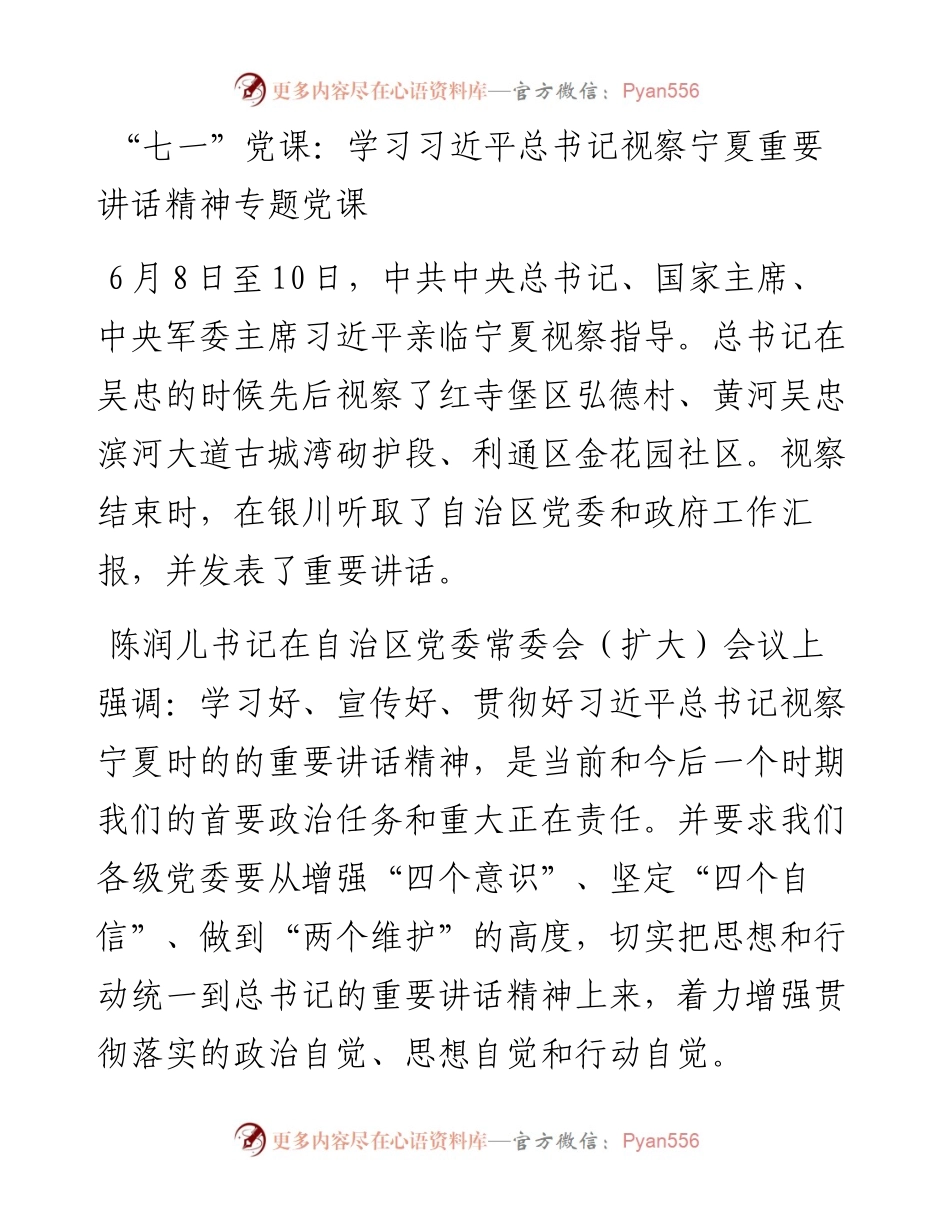 党课：学习总书记考察XX重要讲话精神专题党课.docx_第1页