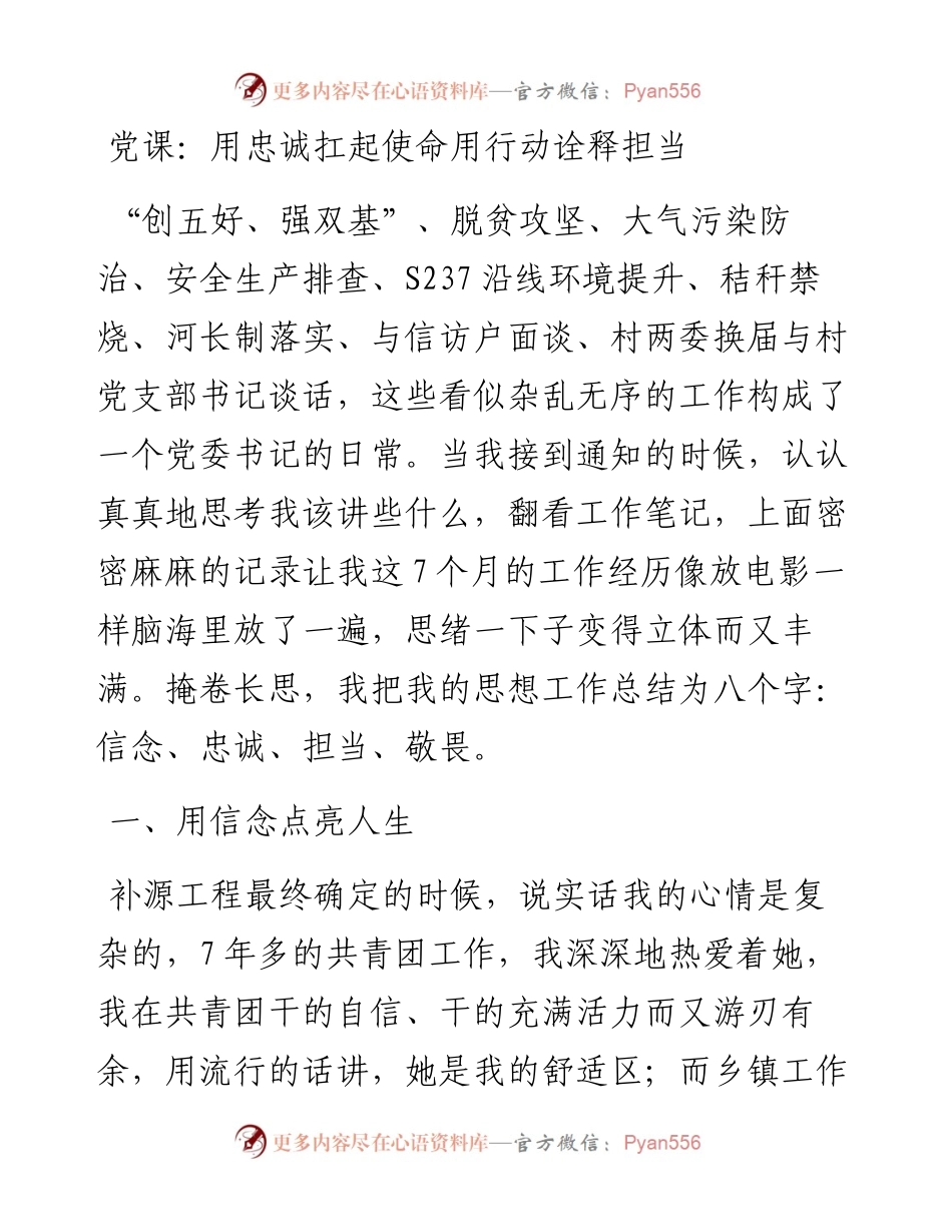 党课：用忠诚扛起使命 用行动诠释担当.docx_第1页