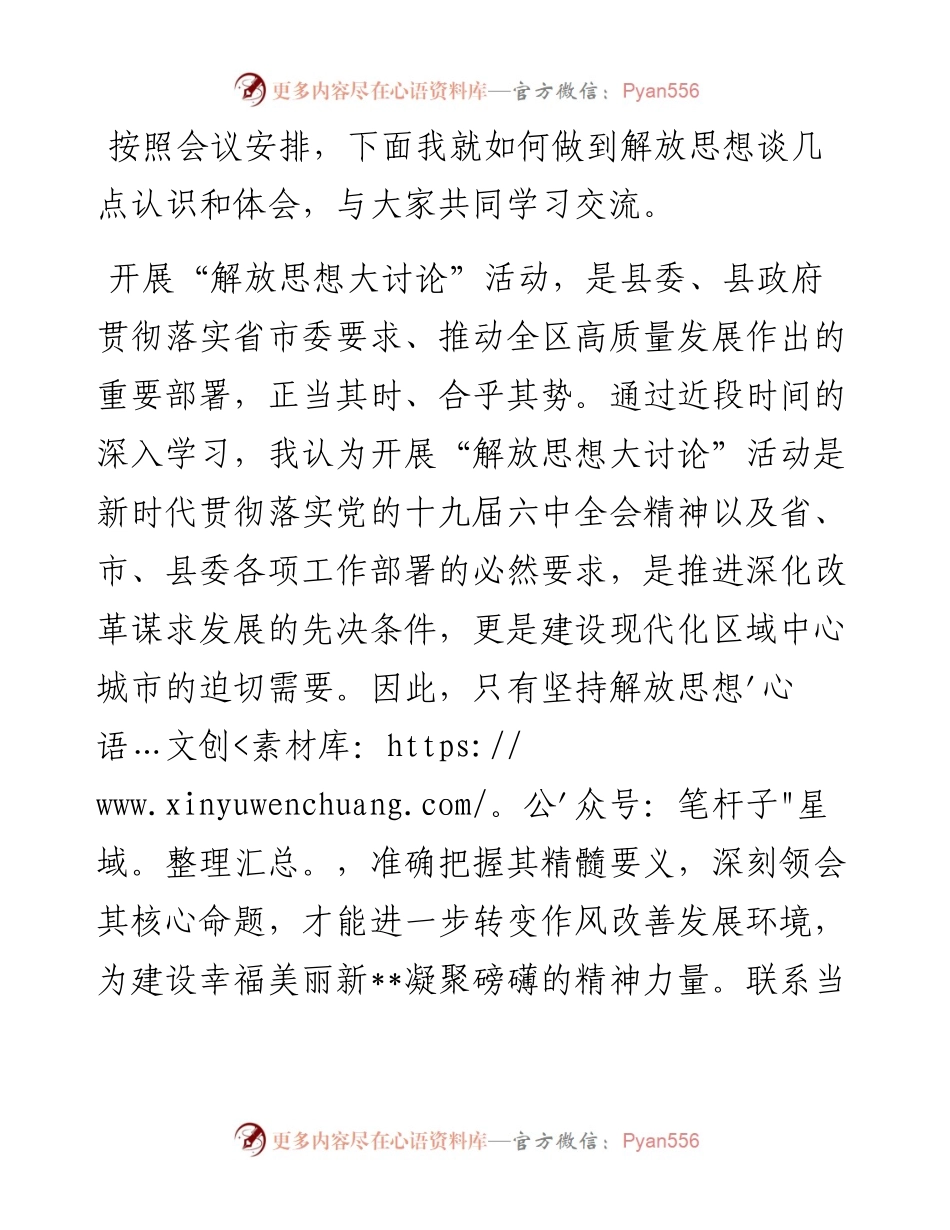副县长解放思想大讨论活动发言材料.docx_第1页