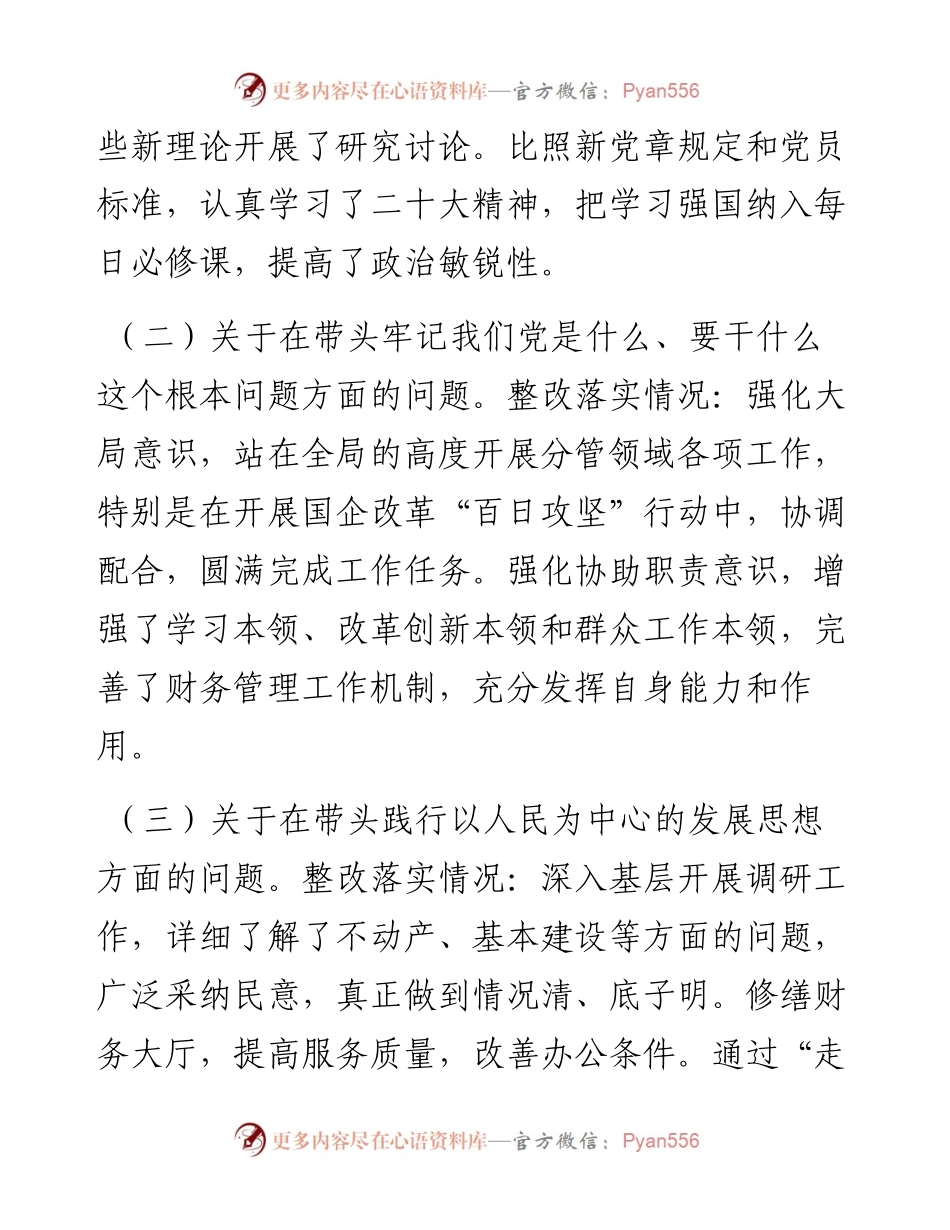 公司副总经理度民主生活会发言提纲---六个带头+意识形态.docx_第2页