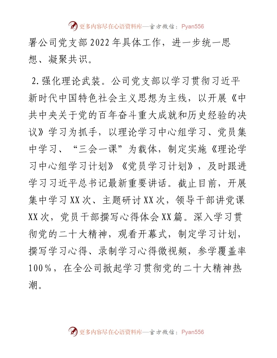 公司党支部党建工作开展情况报告.docx_第2页