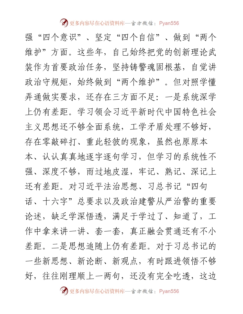 公安局局长度民主生活会个人对照检查材料.docx_第2页