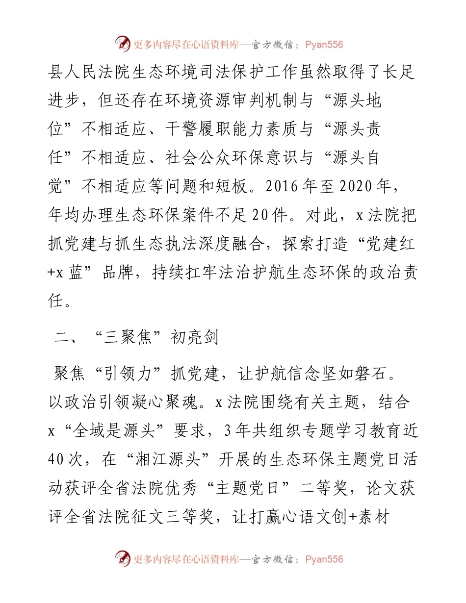 县人民法院党组书记、院长研讨发言：扛牢法治护航生态政治责任.docx_第2页