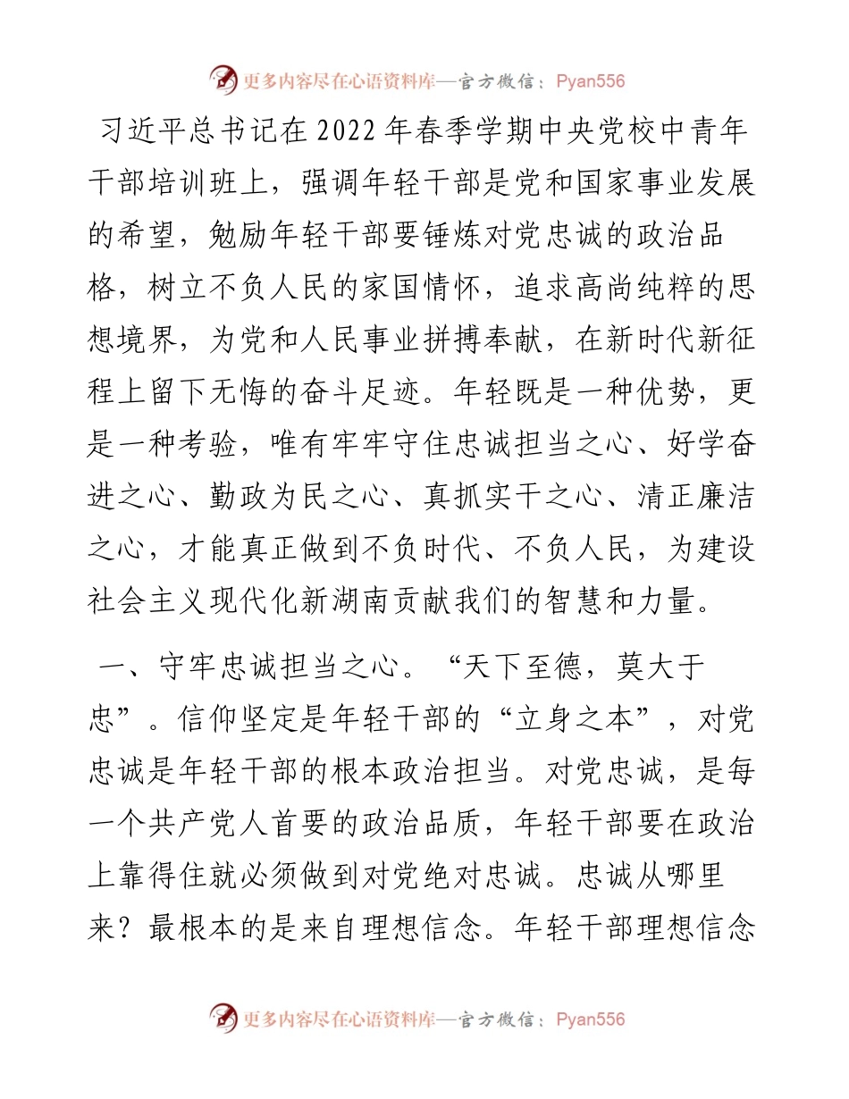 副县长年轻干部座谈会发言提纲.docx_第1页
