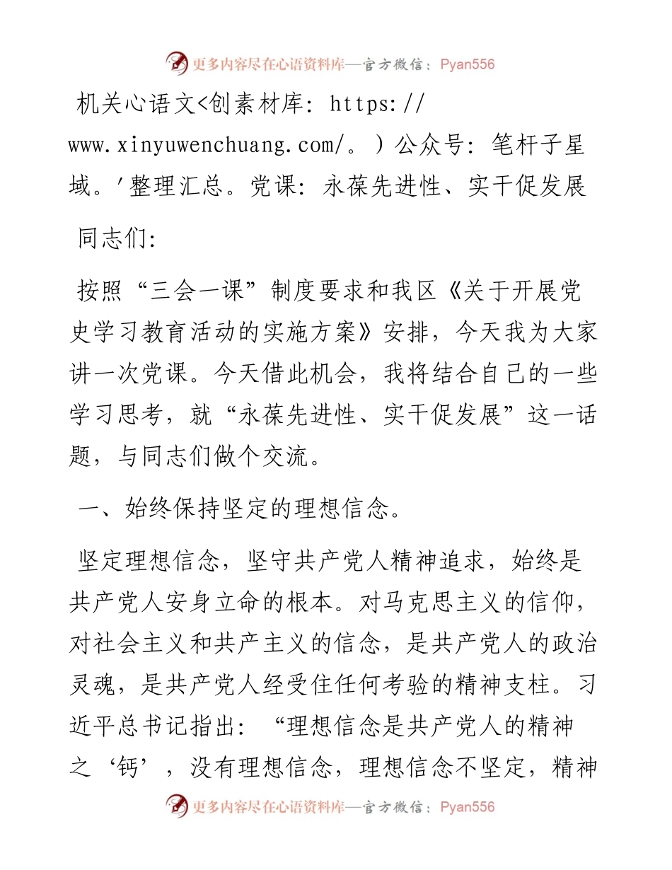 党课：永葆先进性、实干促发展.docx_第1页