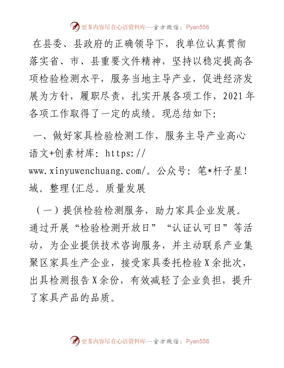 县公共检验检测中心工作总结及谋划.docx_第1页