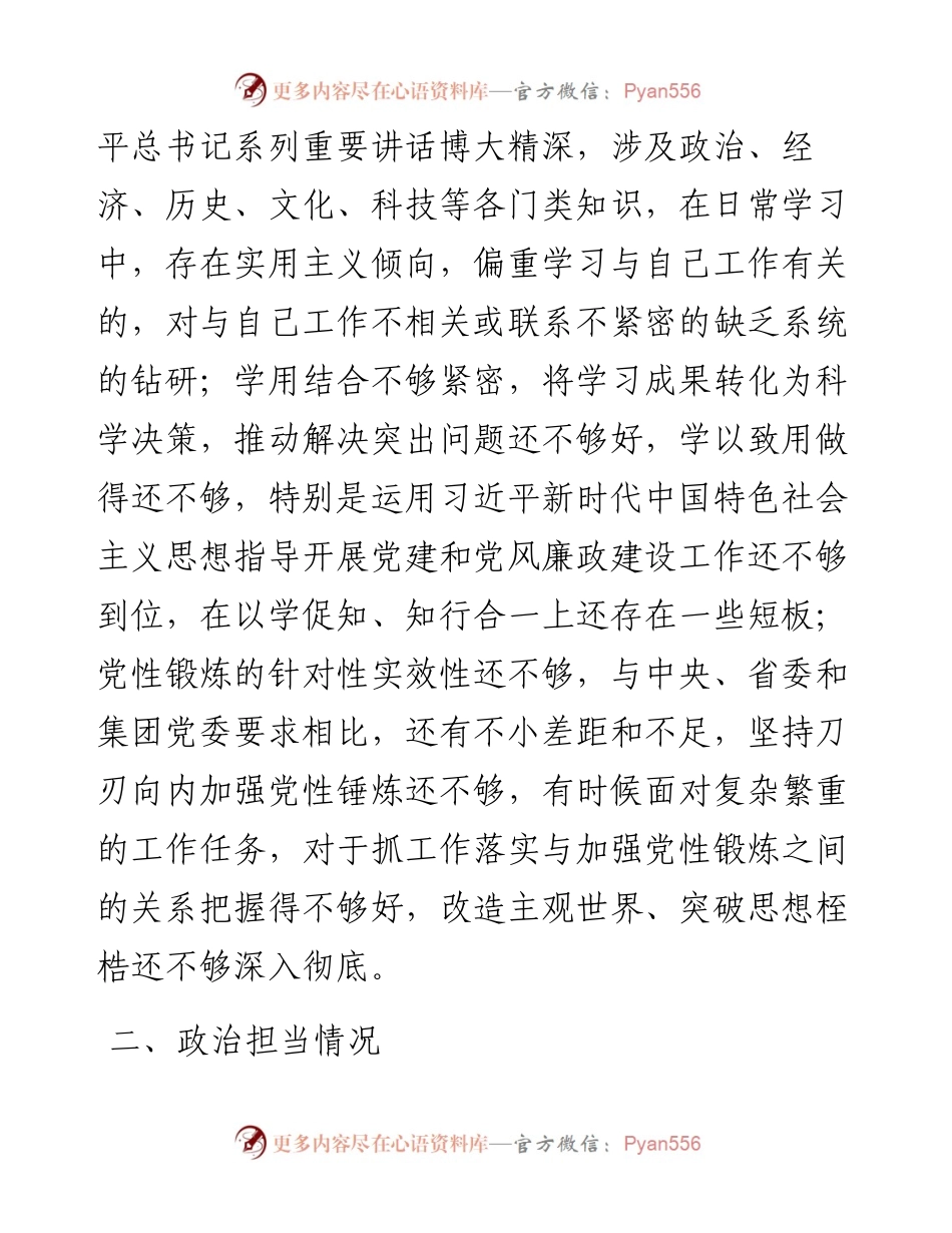 公司党员领导干部政治画像材料.docx_第2页