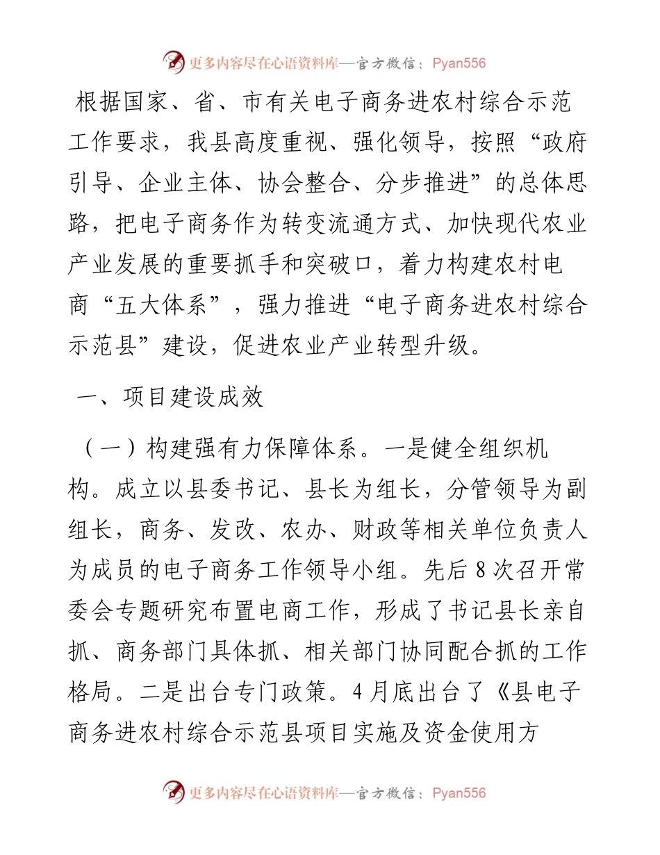 关于电子商务进农村综合示范县项目深化改革工作总结.docx_第1页