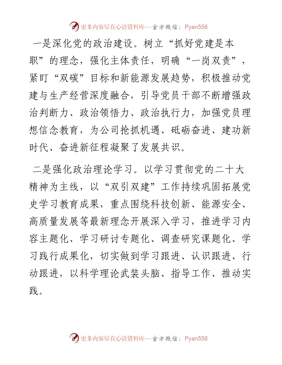 公司党建工作情况汇报：绘好奋进“三色”谱 笃行建功新征程.docx_第2页