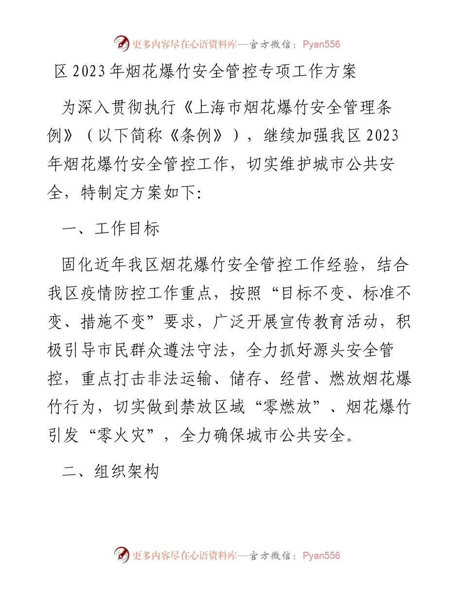 区2023年烟花爆竹安全管控专项工作方案.docx_第1页