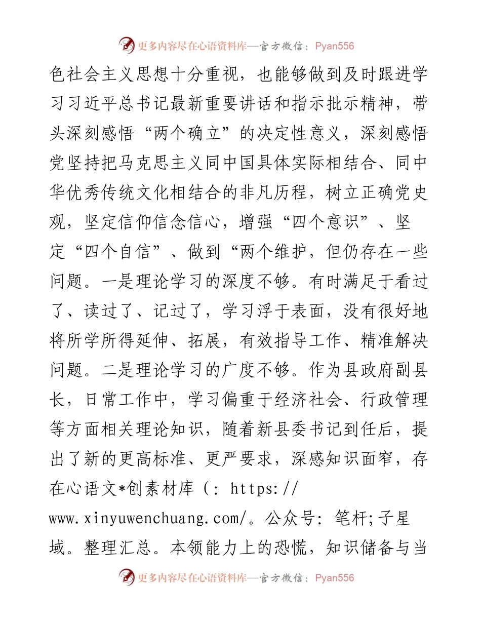 副县长党史学习教育专题民主生活会“五个带头”对照检查发言材料.docx_第2页