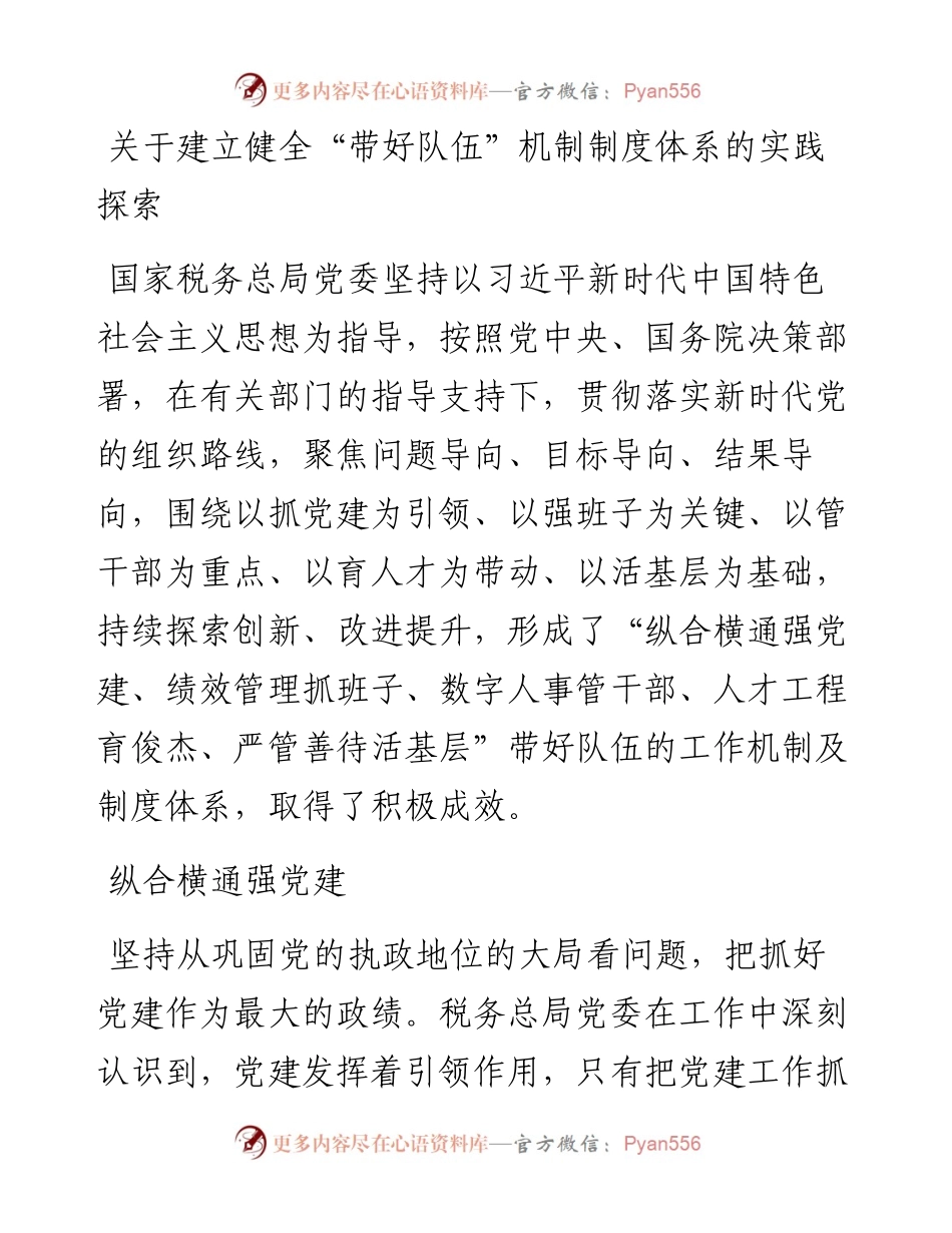 关于建立健全“带好队伍”机制制度体系的实践探索.docx_第1页