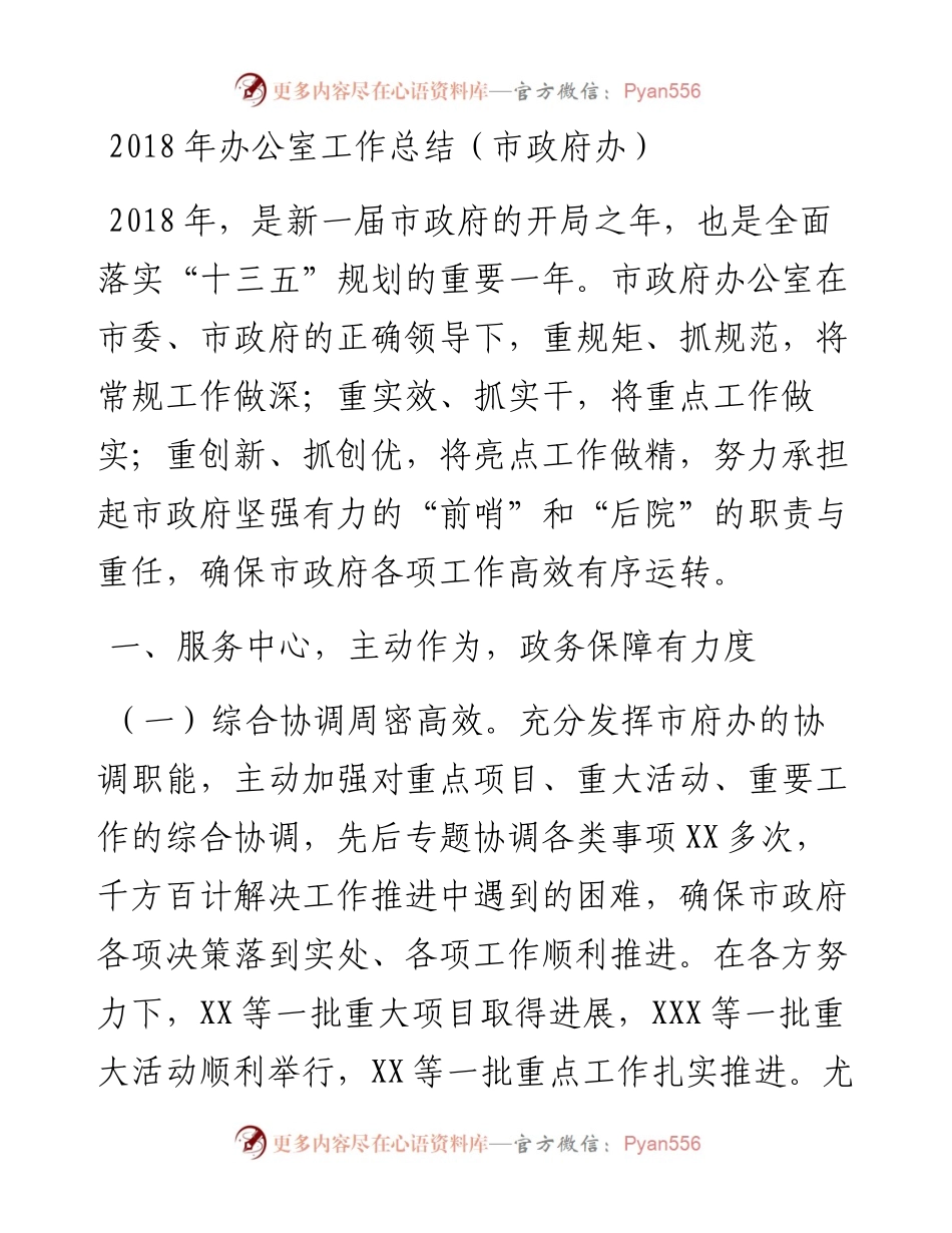 办公室工作总结（市政府办）_4.docx_第1页