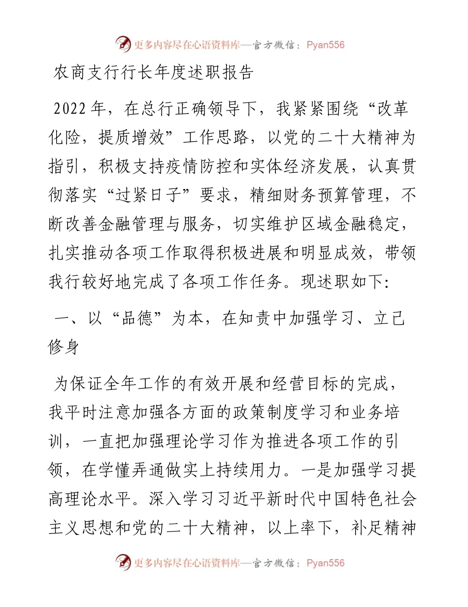 农商支行行长年度述职报告.docx_第1页