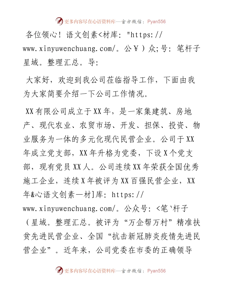 公司党委迎检党建工作开展情况汇报.docx_第1页