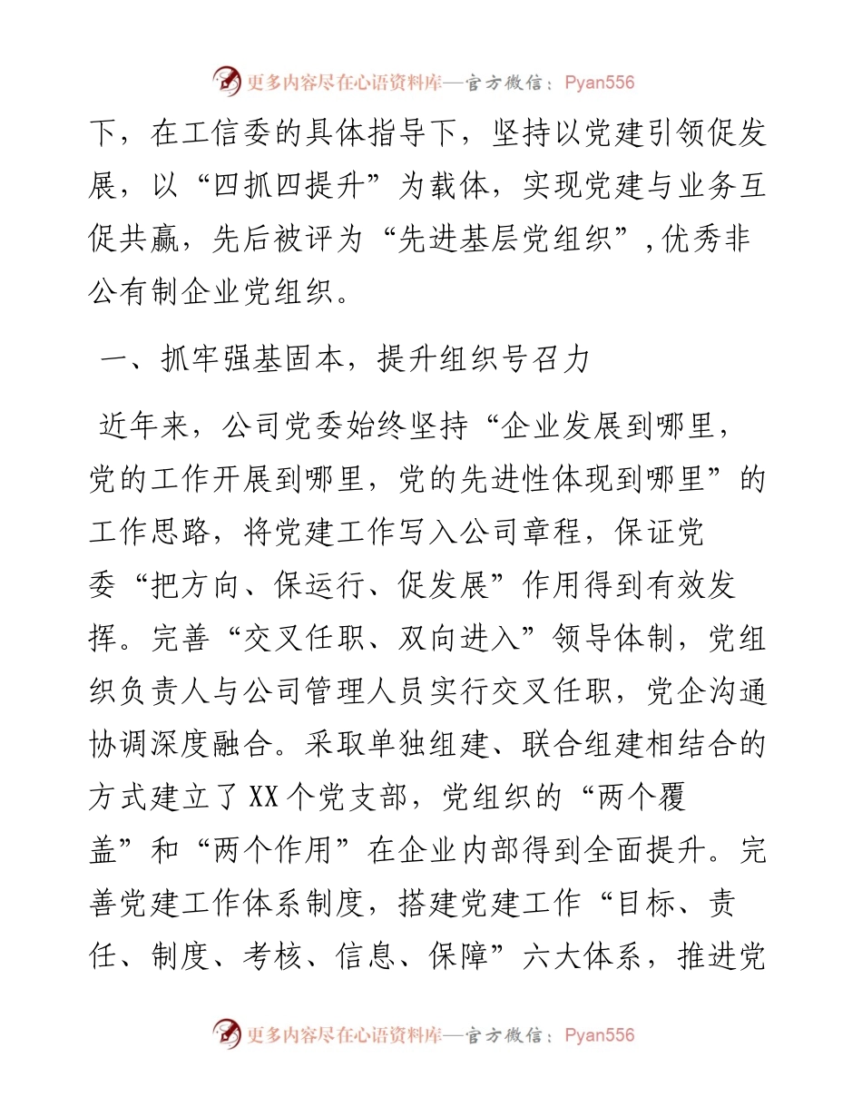公司党委迎检党建工作开展情况汇报.docx_第2页