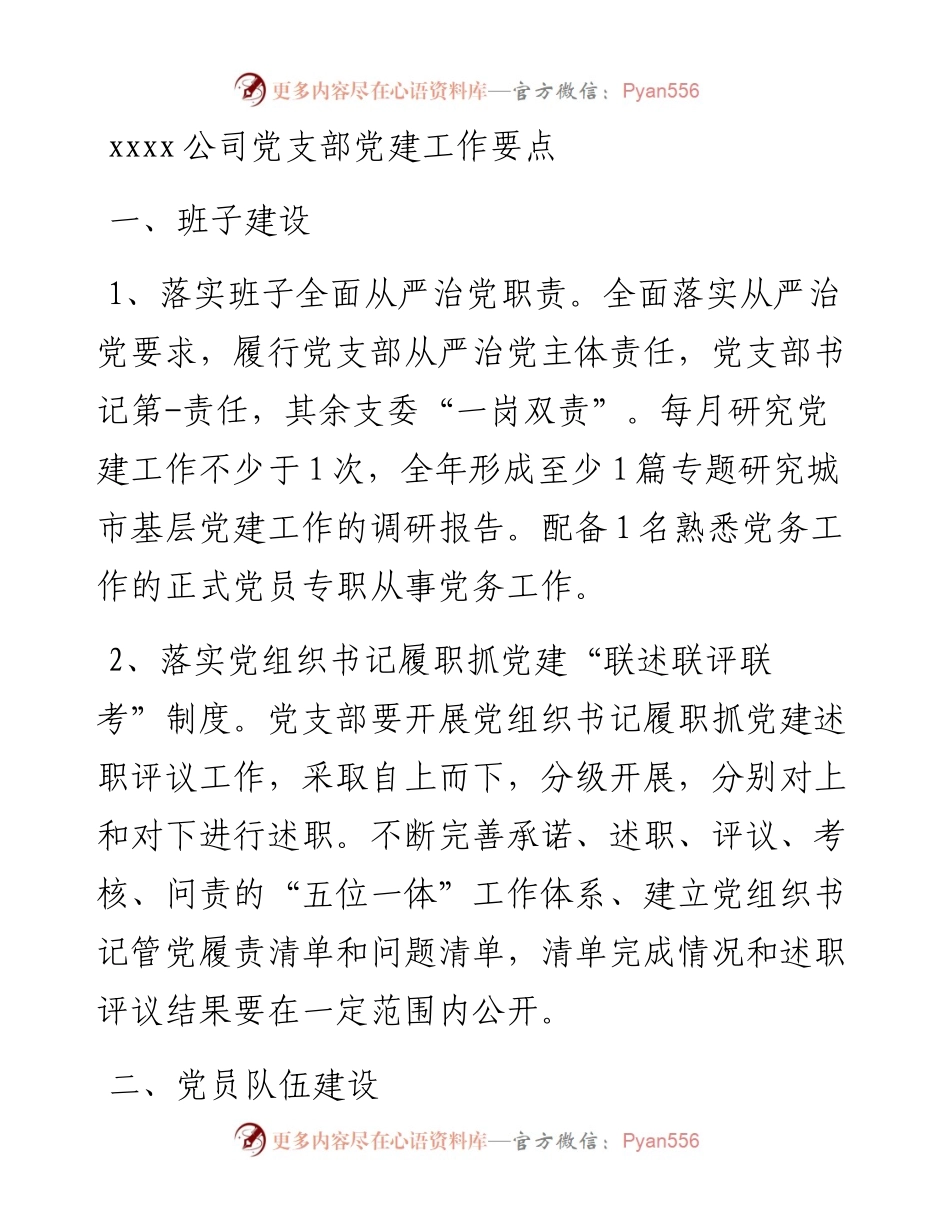 公司党支部党建工作要点.docx_第1页