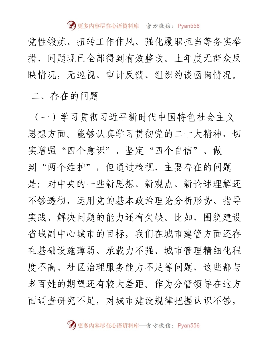 副县长2023年度主题教育专题民主生活会个人发言提纲.docx_第2页