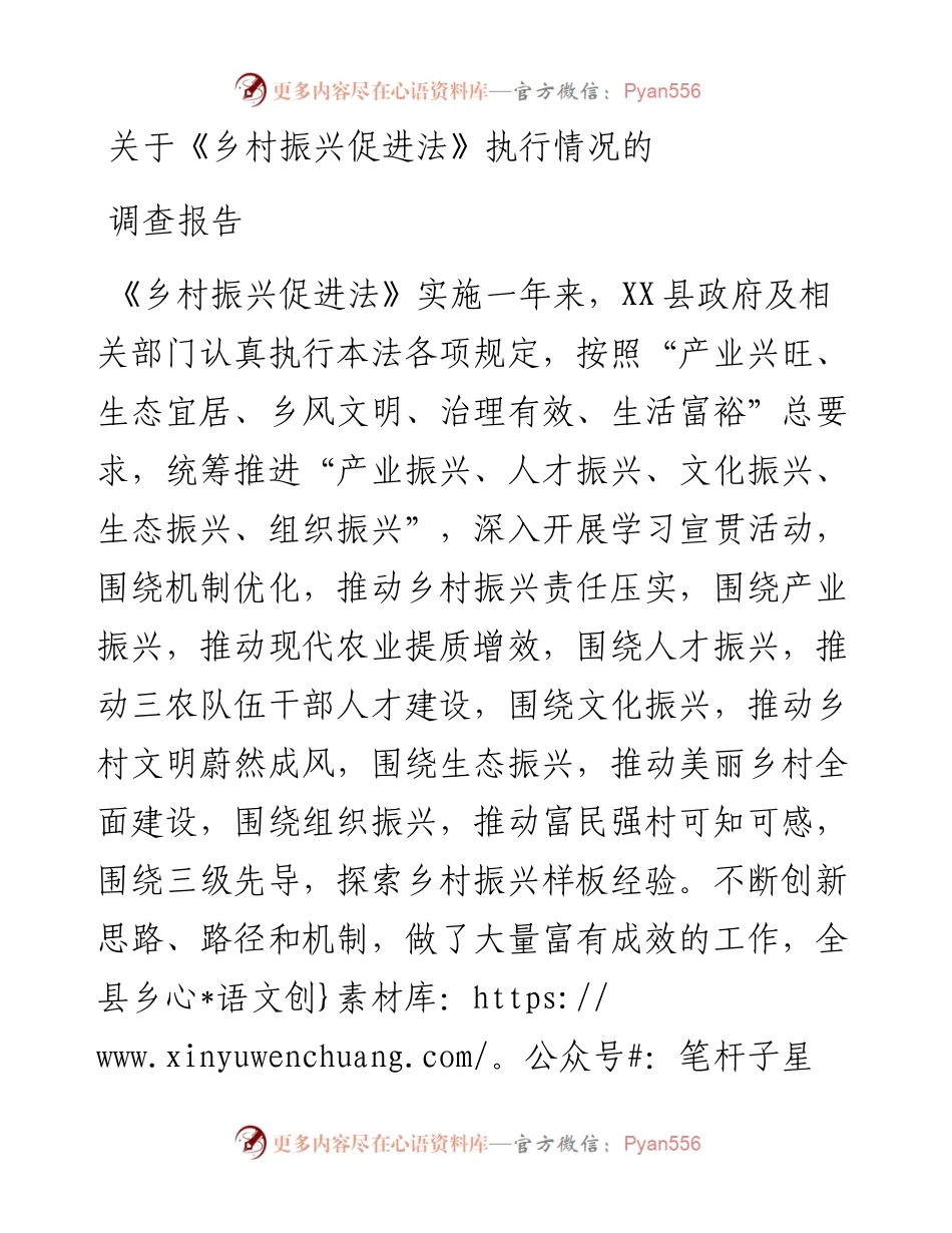 关于《乡村振兴促进法》执行情况的调查报告.docx_第1页