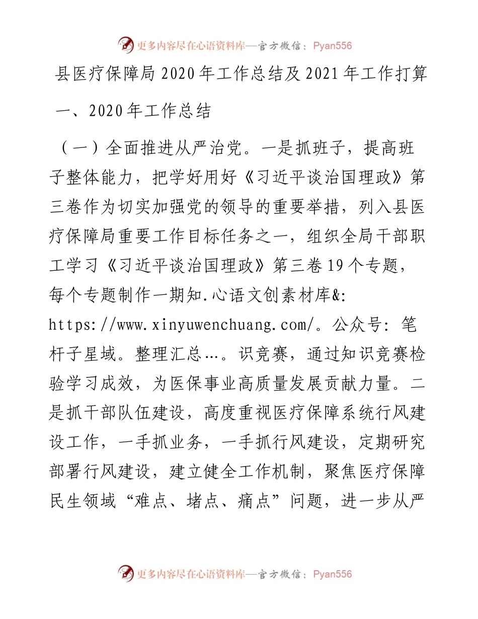 县医疗保障局工作总结及工作打算.docx_第1页