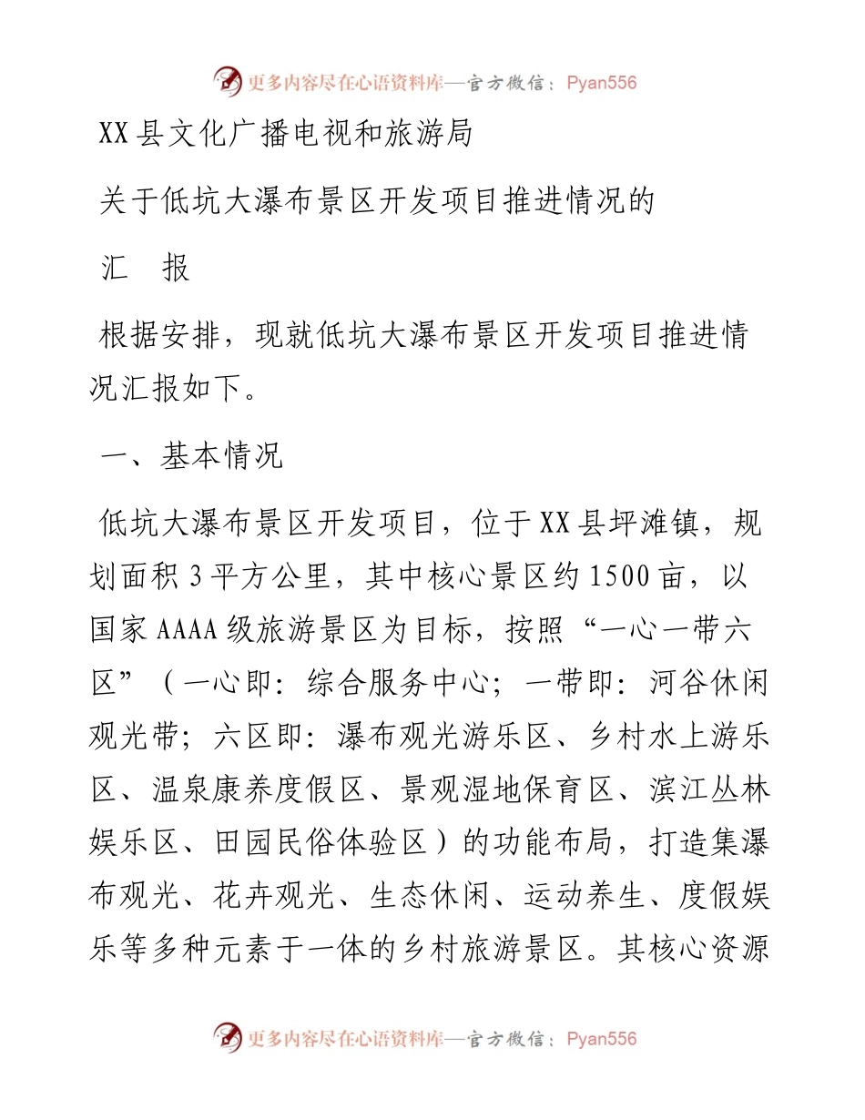 关于项目推进情况的汇报.docx_第1页