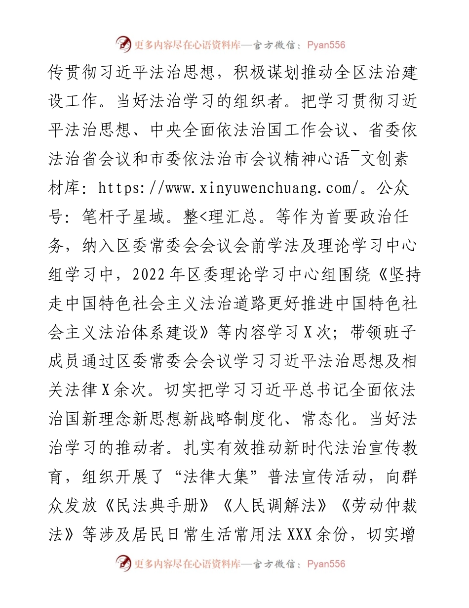 区党委主要负责人履行推进法治建设第一责任人职责情况报告.docx_第2页