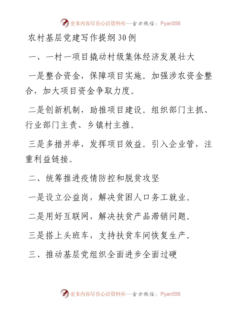 农村基层党建写作提纲30例.docx_第1页