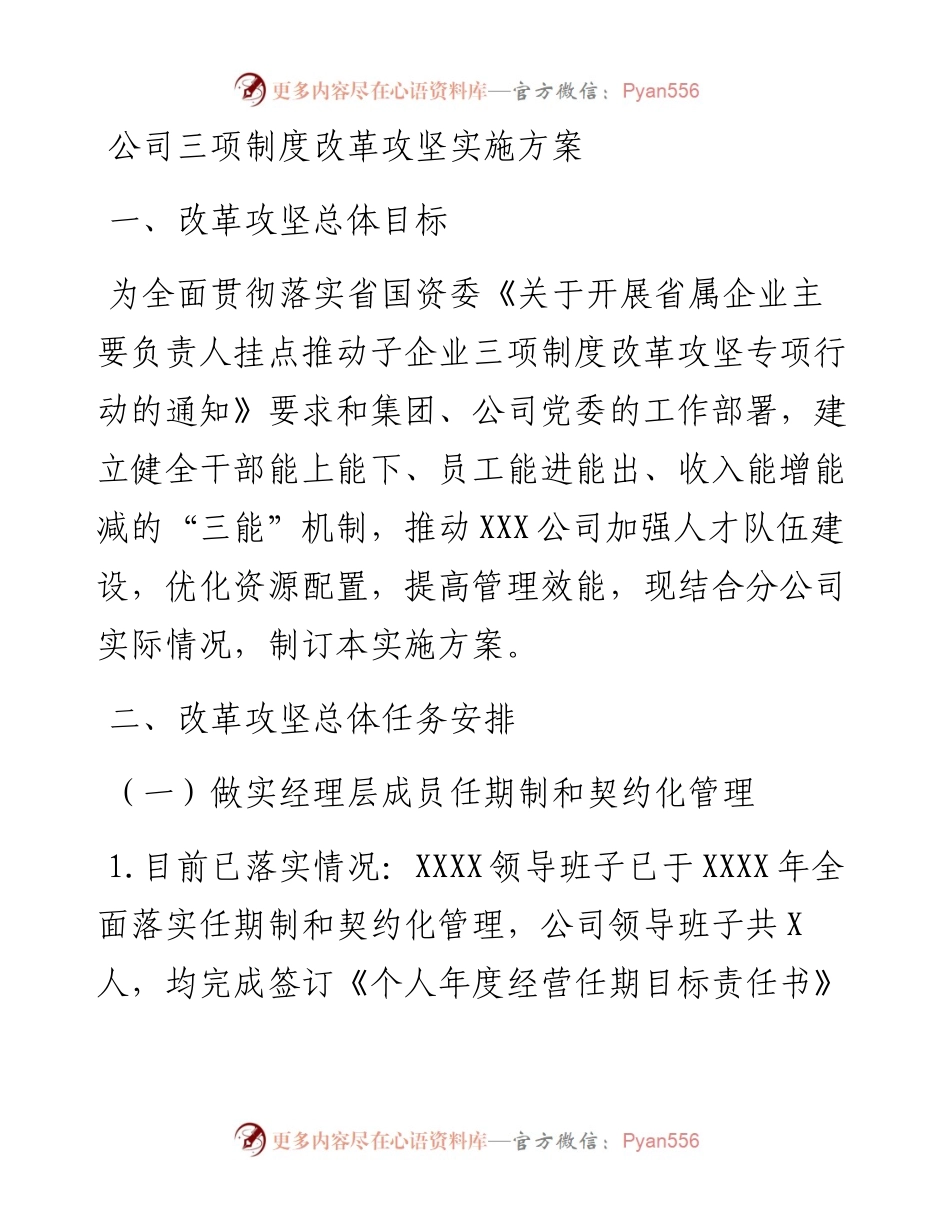 公司三项制度改革攻坚实施方案.docx_第1页