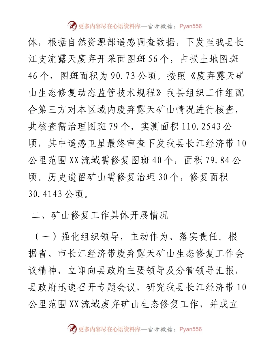 关于长江经济带XX沿线10公里范围废弃露天矿山生态修复工作总结.docx_第2页